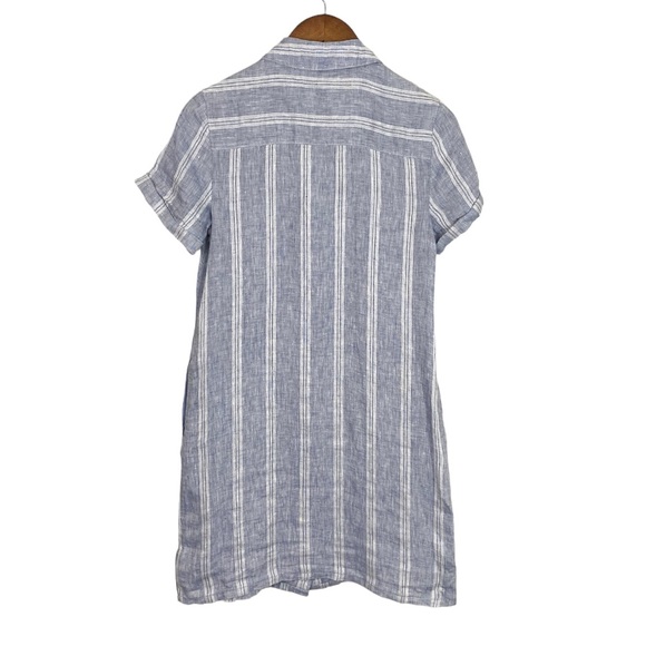 Tahari 100% Linen Short Sleeve Stripe Short Shirt Dress Size XS - Picture 4 of 7